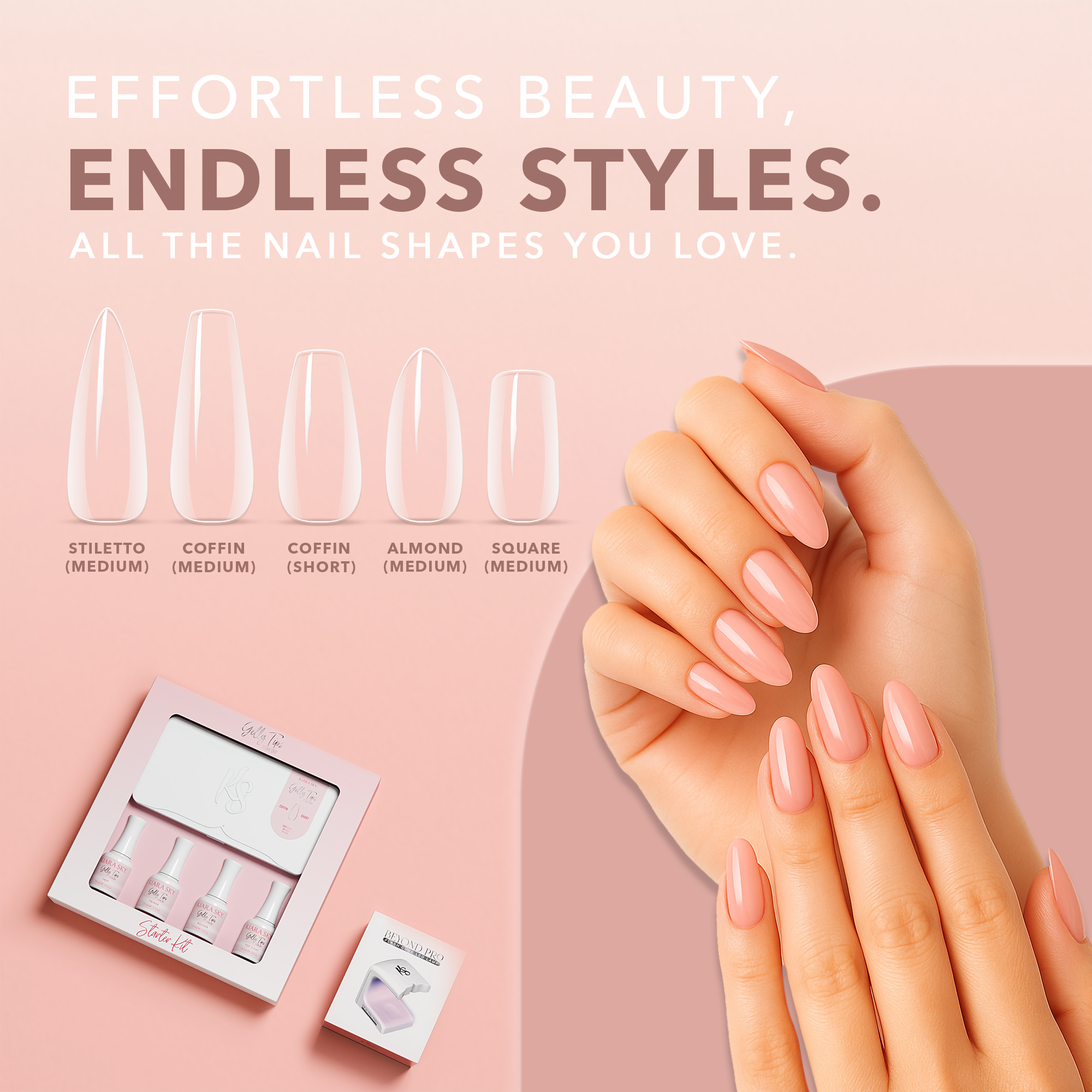 GELLY TIPS STARTER KIT - Almond Short